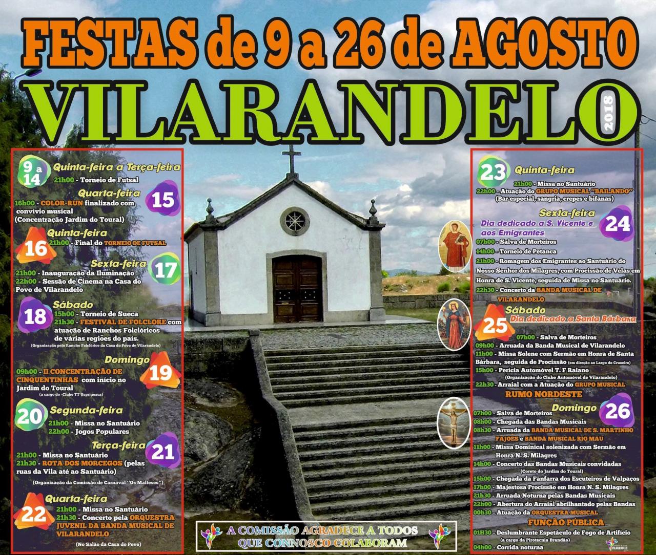 Cartaz das Festas em Honra do Senhor dos Milagres 2018 em Vilarandelo 